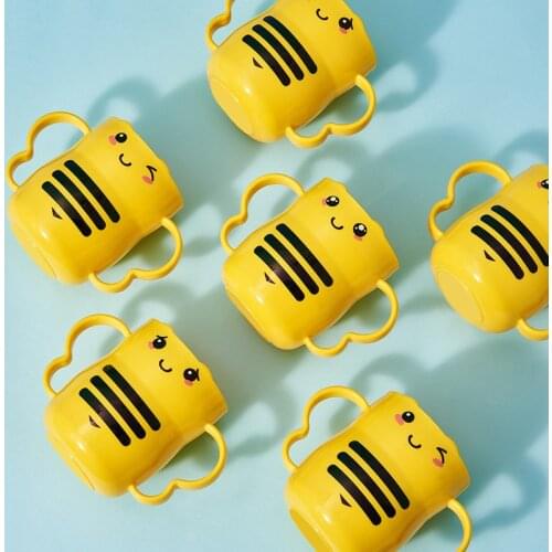 250ml Cartoon Cute Bee Anti-slip Drink Water Mug Mouth Cup Drinkware for Baby Kids Children Student Creative Gift Wholesale
