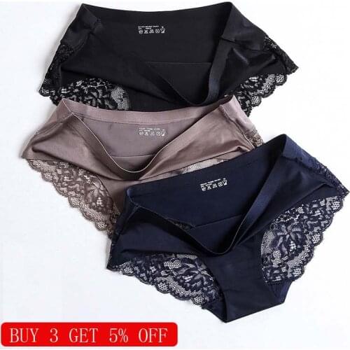 3pcs/lot Fashion Cotton Lace Underwear Women Panties Sexy Briefs Seamless Lingerie XXL Large Plus Size Girls Bikini Traceless