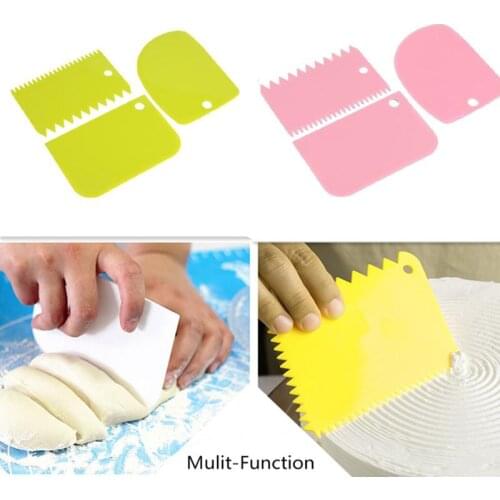 3Pcs Cream Dough Cake Cutter Slicer Spatula For Cake Cream Scraper Pasty Cutters Scraper Irregular Teeth Edge DIY Smoother