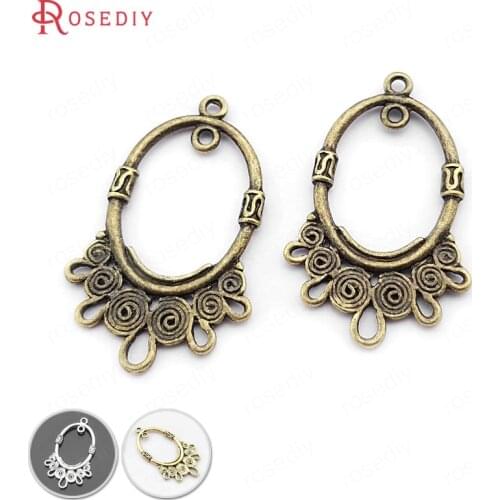 30438)20PCS 33x19MM Antique Bronze Plated Zinc Alloy Earrings Connector Charms Diy Jewelry Findings Accessories Wholesale