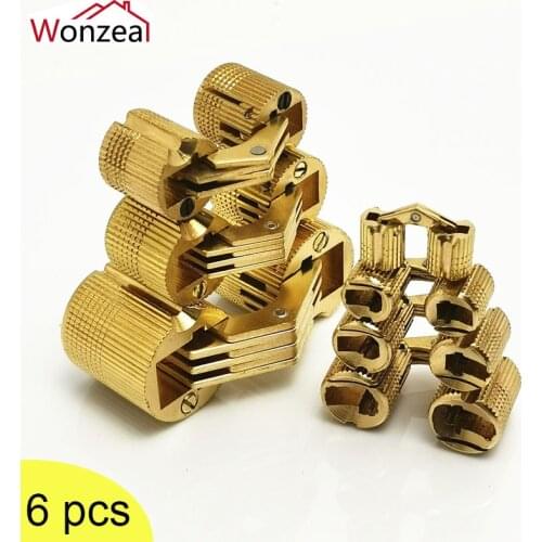 6PCS 16mm 18mm Pure Brass Copper Barrel Hinges Barrel Hinge Invisible Furniture Hinge Hardware Accessories For Gift Cabinet Box