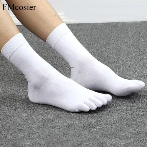 10 Pairs Spring Summer High Quality Funny Cotton 5 Finger Toe Dress Socks for Men Sokken Socken Black White 39 40 42