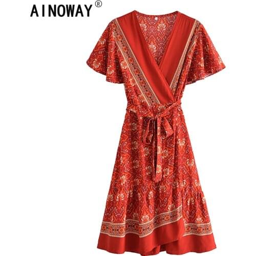 Красные летние платья Ainoway China At AliExpress