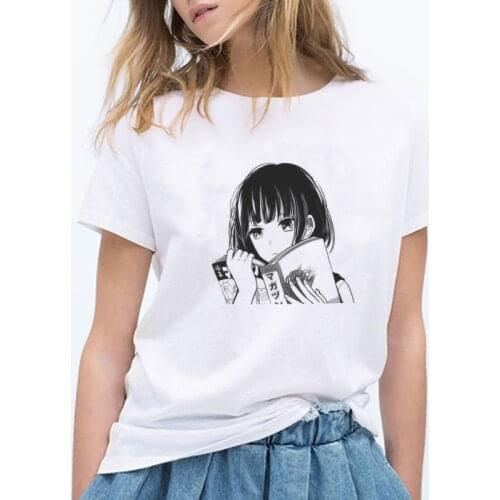 Japanese Style Anime Comic Otaku Girl Printed White Tee Shirts Fashion Harajuku Kawaii Women T Shirt Summer Streetwear Clothes