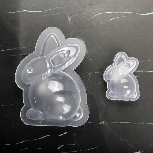 Free Shipping New Plastic 2PCS Transparent Big&Small Rabbit Shape DIY Baking Chocolate Mold