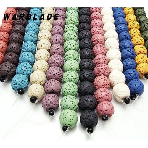 6-16mm Natural Glossy Volcanic Stone Beads Frosted Black Rock Lava Round Loose Beads For DIY Necklace Bracelet Jewelry Making