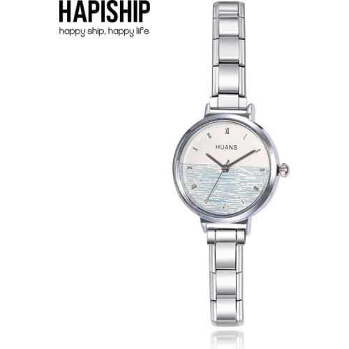 Hapiship 2020 Fashion Men Womens Stainless Steel Cute Round Simple Watch Bracelet Bangle For Friend Wife Birthday Gift G041