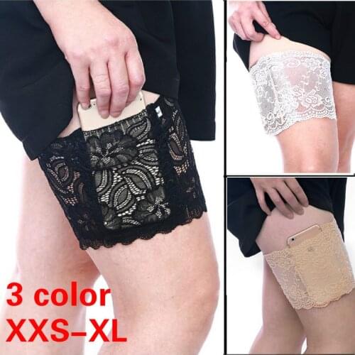 Elastic Lace Slip Resistant Thigh invisible Phone Bag Lady Garter Pocket Dress Accessories