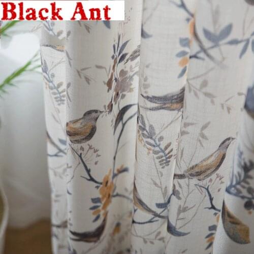 American Bird Printed Cotton Linen Curtain for Window Bedroom Blackout Drape Sheer Tulle Curtain Kitchen Custom Panel X628#30