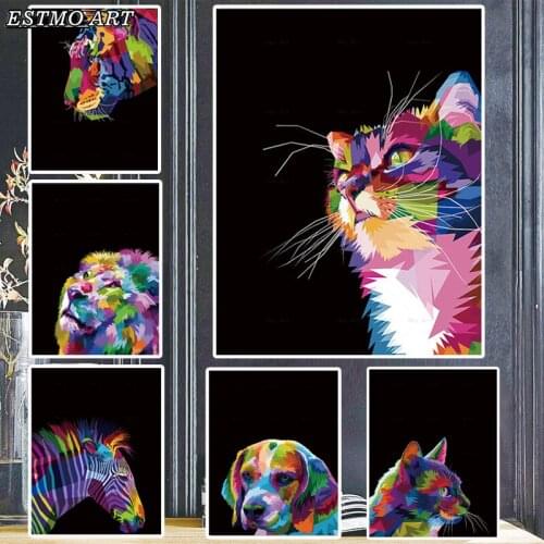 Canvas Painting Set Colorful Cat Zebra Rhinocero Sheep Camel Dog Tiger Animal Pictures Home Decor Wall Pictures for Living Room