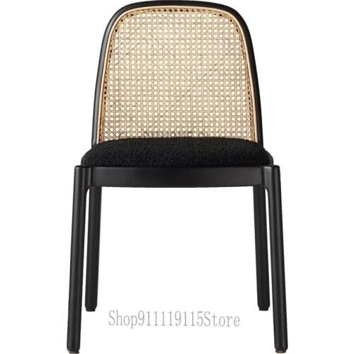 Customized Simple Rattan Dining Chair In Northern Europe, Dining Table, Chair, Solid Wood Back Chair, Light Luxury Hotel, Red Ch