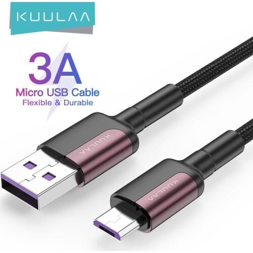 KUULAA Micro USB Cable 3A Nylon Fast Charge USB Data Cable for Samsung Xiaomi LG Tablet Android Mobile Phone USB Charging Cord