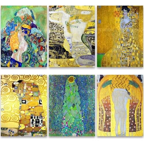 5d Diy Diamond Kiss Painting Wall Art Handmade Gustav Klimt Cross Stitch Pictures Gold Foil Full Round Drill Embroidery Gifts