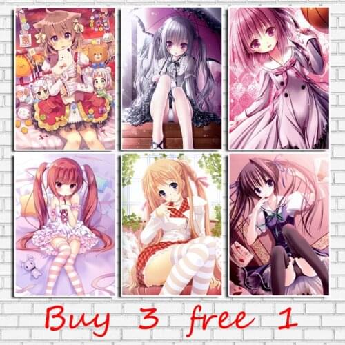 Sweet Little Lolita Cartoon Little Girl Lolita Japanese Cartoon Bar Coffee Shop Office Home Kraft Paper Decorative Painting Post