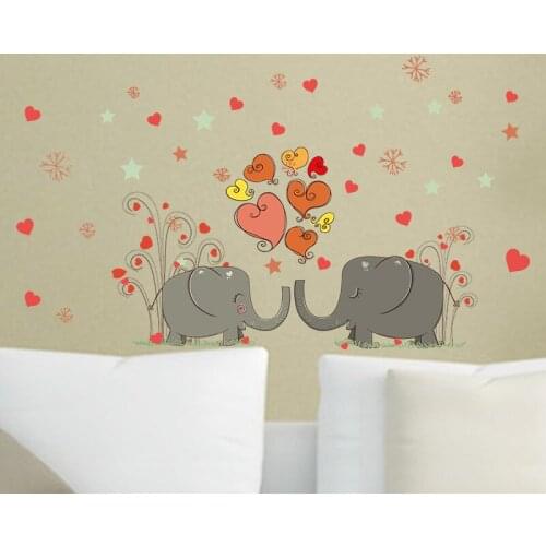 Cartoon elephant wall stickers living room bedroom childrens room decoration landscaping stickers removable PVC mural decals