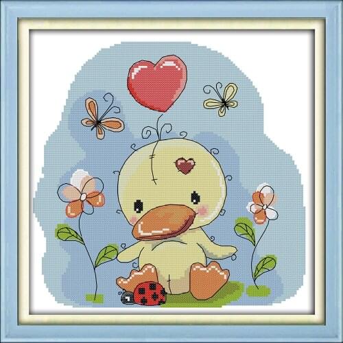 Dreampattern The cute little duck cross stitch kit DIY embroidery set handmade needlework cross-stitching DMC color