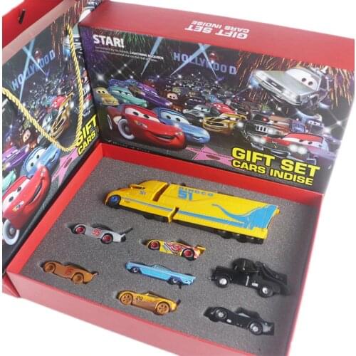 Disney Pixar 3 Metal 1:55 Mini Car Alloy Toy Set with Lightning McQueen and Ramirez Gift Box, Sally, Raymond Childrens Gift