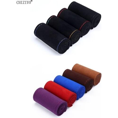 Newest Suede Leather Car Steering Wheel Cover Size 37-38cm Braide With Needle thread For Camry Carola Teana Bora CX4 K4 K3 ect