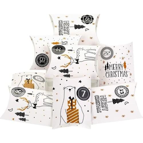 Christmas Tree Elk Advent Calendar Hanging Bags 24 Days Christmas Element Candy Bags with Number Stickers Handmade DIY Sacks