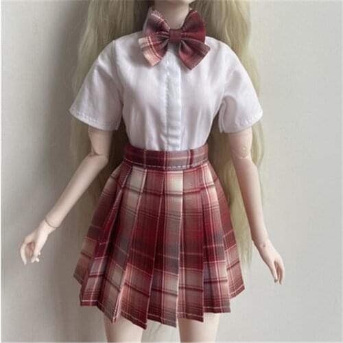 BJD doll dress is suitable for 1/3 and 1/4 size fashion new JK uniform plaid skirt pleated skirt e-sports girl high waist skirt