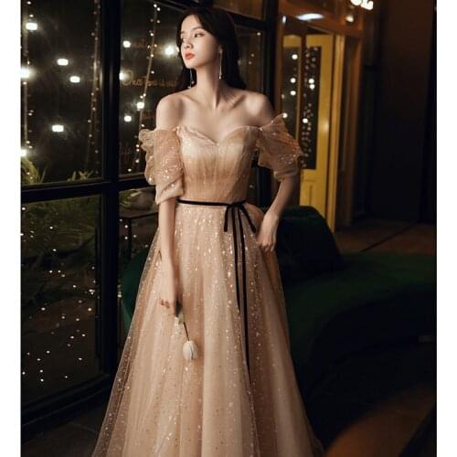 Birthday Party Prom Gown Autumn Lady Temperament Long Model Host Dignified Atmosphere Elegant Banquet Evening Dress A328