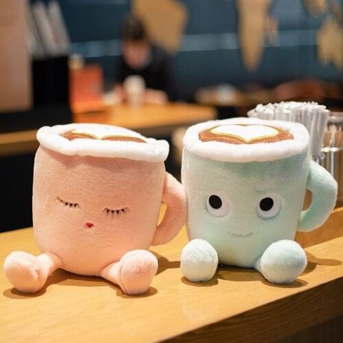 Creative Latte-shape Throw Pillows Cute Japanese Matcha Latte Cup Doll Figures Girls Birthday Gifts Decoration Household