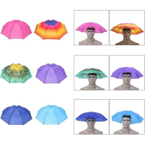 1 PC Portable Outdoor Umbrella Hat Sun Shade Waterproof Sports Camping Hiking Fishing Festivals Parasol Foldable Brolly Cap