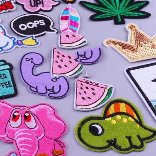 Prajna Cartoon Cute Dinosaur Elephant Animal Patches For Clothing Iron On Embroidered Patches For Clothing DIY Stripes On Kids