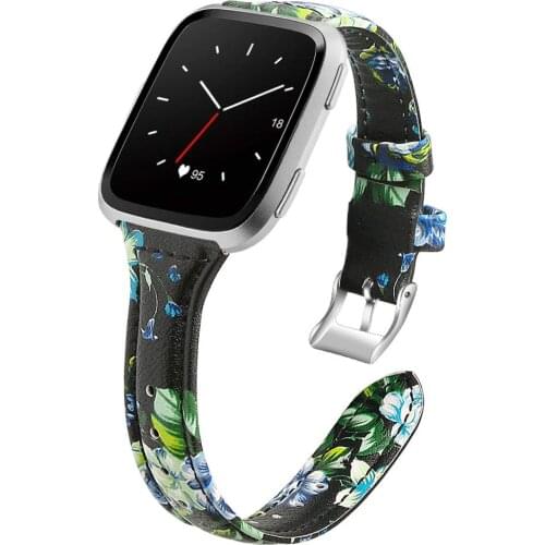 New Arrival For Fitbit Versa Wristband Wrist Strap Watch Band For Fitbit Versa Watchband Replacement Floral Pattern Leather Band
