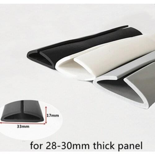 Rubber U Sealing Strip 17x33mm 30mm thick Glass Metal Car Wood Panel Board Flat Edge Encloser Shield White Gray Black