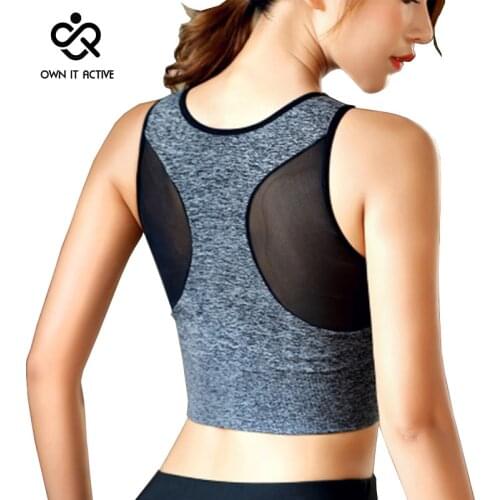 Sexy Tight Women Elastic Sports Bra Mesh Back Workout Yoga Bra Tops Gym Fitness Running Brassiere Women Sport Bra P018