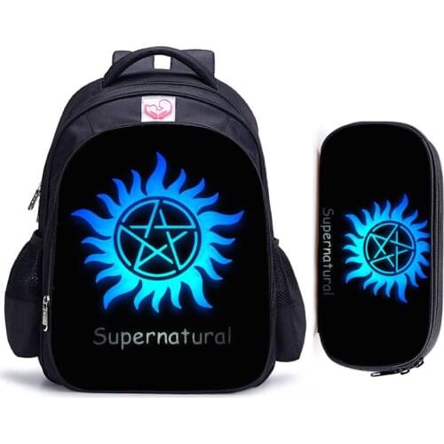 16 Inch Supernatural Dean Sam Winchester Children School Bags Orthopedic Backpack Kids School Boys Girls Mochila Infantil Bags