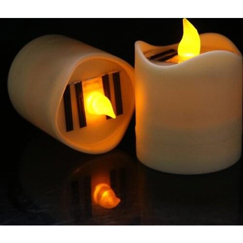 Solar Powered LED Candle Light Yellow Flicker Tea Lamp Festival Wedding Romantic Decor