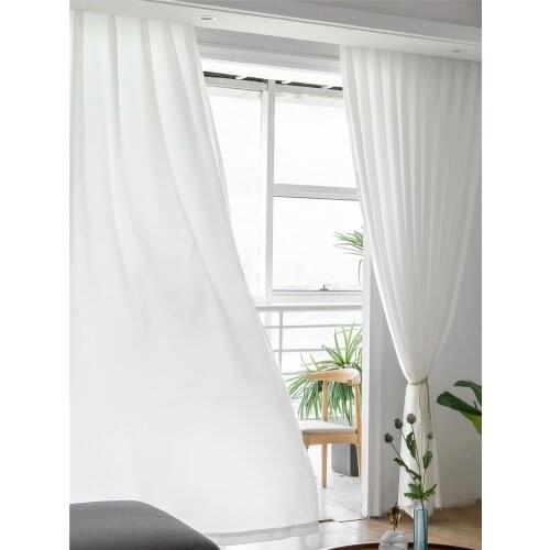 Modern White Fabric Drapes Multi Solid Color Tulle Curtains For Living Room Bedroom Decorative Window Treatment
