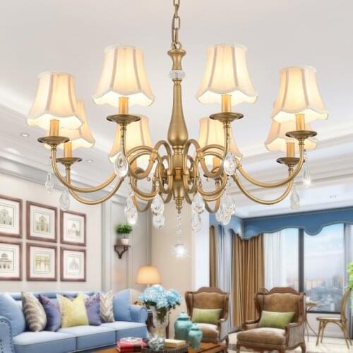 Modern Crystal Chandeliers Gold Tradition Suburb Middle class Home Decoration Lighting LED Indoor Dining Room Living Room Lamp