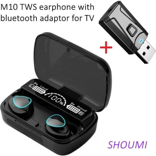 TWS Earbuds M10 True Wireless Headset Hifi Bass Stereo Helmet Earpiece with Mic Bluetooth Adaptor for Xiaomi Samsung TV PC Gamer