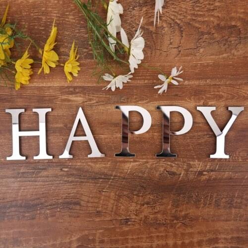 Mirror 3D English Alphabet Wall Stickers Mobile Creative Personality Silver 26 Letters Art Mural Craft Home Decoration Supply