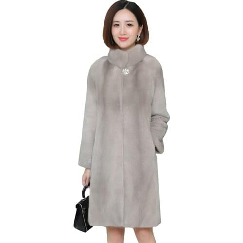 Suofun Thick Office Lady New Fashion Whole Womens Mink Parka Coat Fur Coats Medium Long Warm Winter Female Coats Warm Overcoat