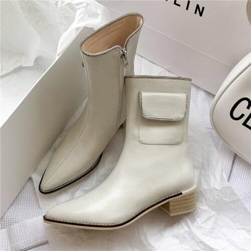 2021 New Autumn Winter Women Mid Heels Shoes Fashion Zipper Warm Ankle Snow Boots Gladiator Designer Modern Botas Mujer Zapatos