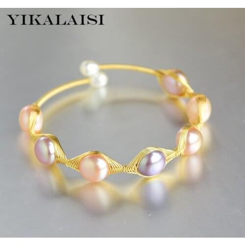 YIKALAISI Handmade Bracelet Natural Freshwater Pearl Bracelet Genuine 4-5/9-10mm Pearl Jewelry Style For Women