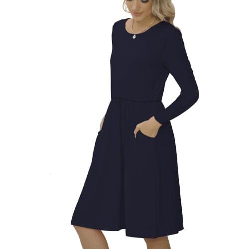 2020 Autumn Long Sleeve Pocket O-neck Floral Party Dress Women Winter Casual Ruffle Loose Print Dresses Female Dot Boho Vestidos