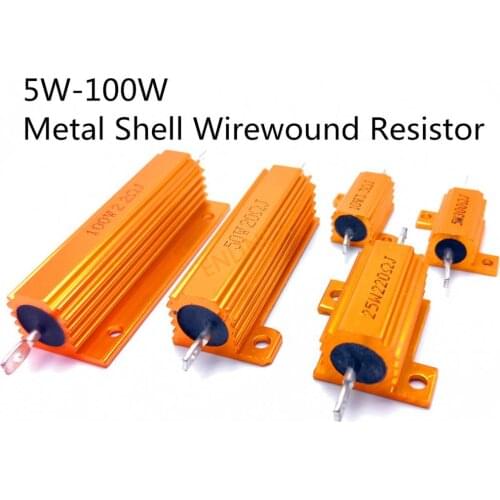 2pcs 10W Aluminum Power Metal Shell Case Wirewound Resistor 0.1 ~ 10K 0.5 1 2 3 5 6 8 10 20 100 150 200 300 500 1K 5K 10K ohm
