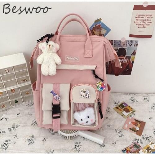 2021 ins Korean School Bags for Teenage Girls Waterproof Rucksack Large Capacity Travel Bags Preppy Cute Young Womens Backpacks