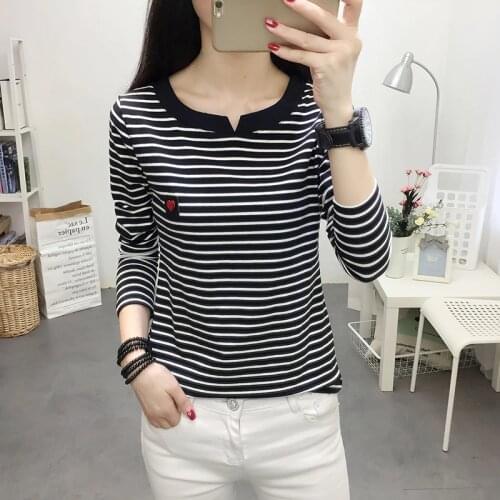 2021 Spring Casual Women T-Shirt Long Sleeve Korean Style Slim Basic Cotton Tshirt Tops Womens Clothing T Shirt Femme 13393