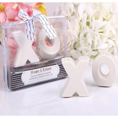 50set/lot Ceramic XO Cruet and kisses salt and pepper shakers wedding favors bridal shower gifts