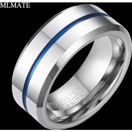 8mm Tungsten Carbide Engagement Wedding Band Ring Polished Finish Grooved Center Comfort Fit