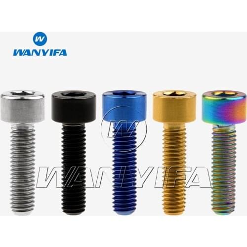 Wanyifa Ti Titanium Hex Socket Head Bike Bolts Screws M5 x18mm 5pcs/lot