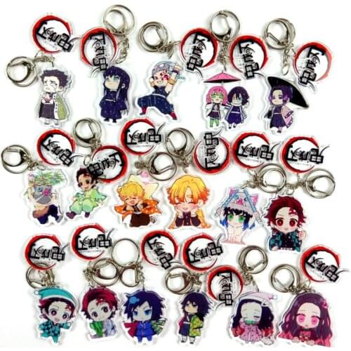 Christmas Anime Demon Slayer Kimetsu No Yaiba Keychain Tanjirou Nezuko Zenitsu Kanawo Giyuu Shinobu Acrylic Blade of Ghost