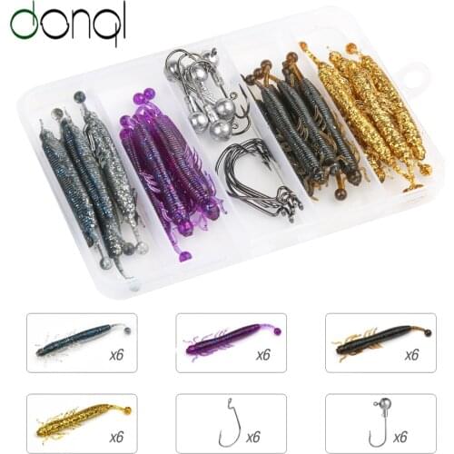 DONQL 24PCS Fishing Lures Set 70mm 2.2g Silicone Soft Minnow Swimbait Baits Salt Smell Lure Winter Worm Lures With Fishing Hook