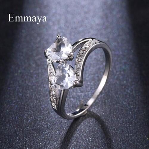 Emmaya New Model Of Heart Shape Cubic Zircon Ring For Lovers Gift Romantic Jewelry In Anniversary Fashion Trend
